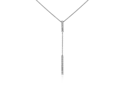 Silver Plated Y Bar Pendant with CZ Studded